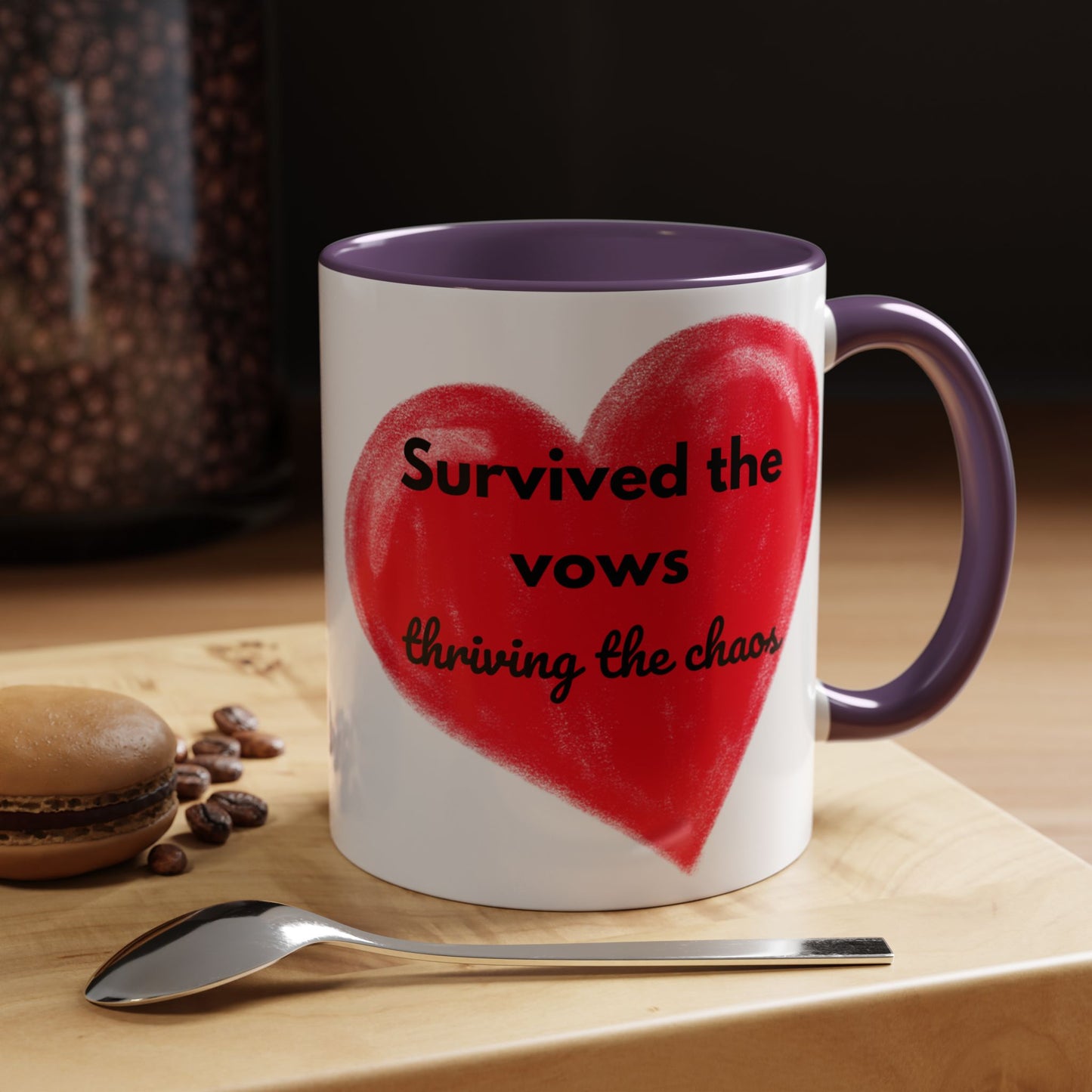 Accent Coffee Mug "Survived the vows, thriving the chaos (11, 15oz)