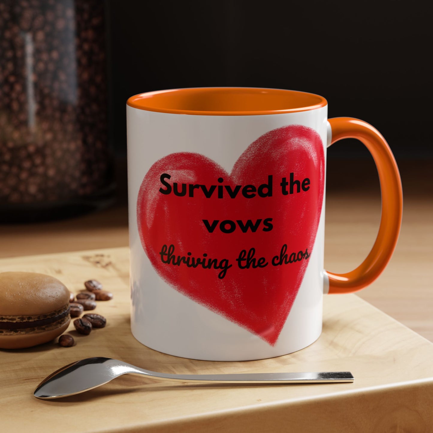 Accent Coffee Mug "Survived the vows, thriving the chaos (11, 15oz)