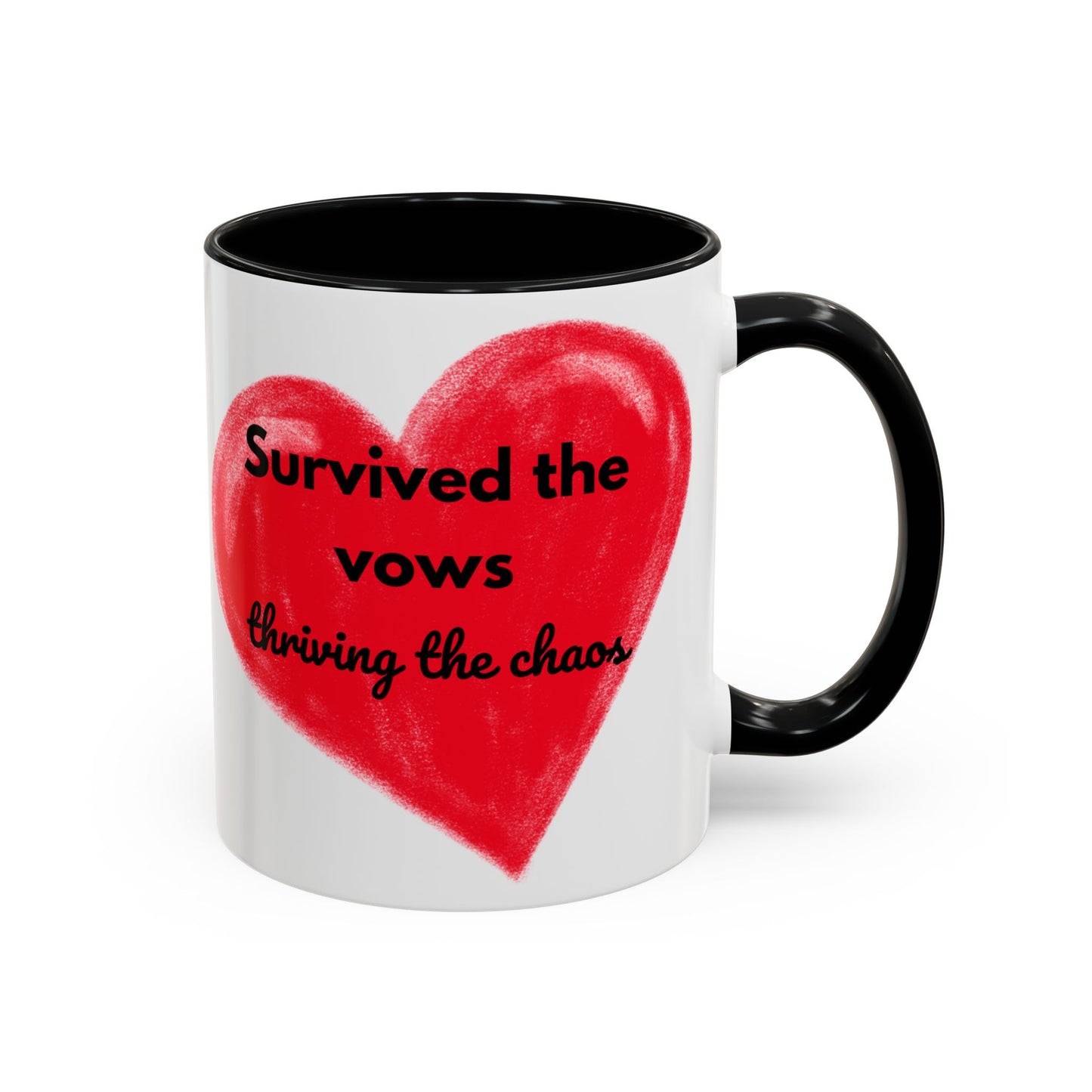 Accent Coffee Mug "Survived the vows, thriving the chaos (11, 15oz)